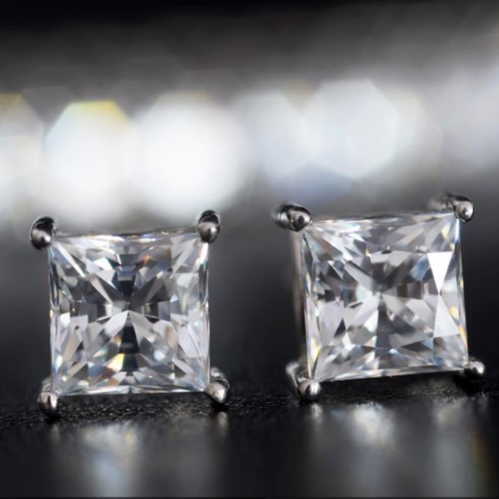 7mm SQUARE STUD STERLING SILVER EARRING